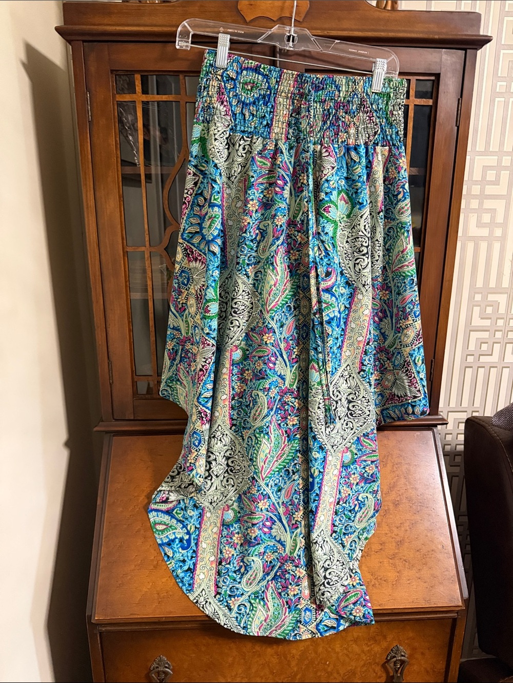 Bohemian Paisley Maxi Skirt in Teal & Multi